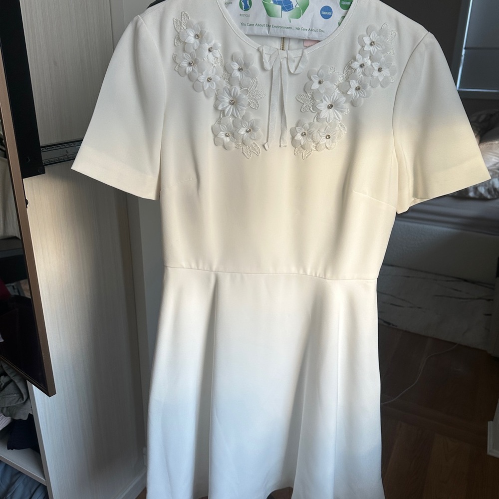 Ted Baker White Dress with Floral Appliqué